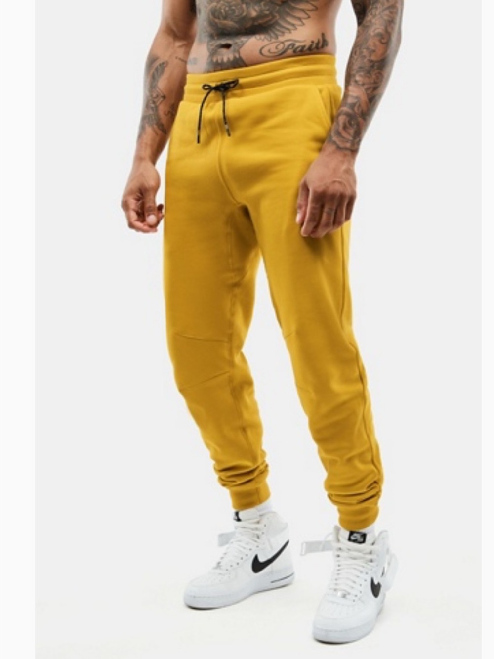 Fabletics Men's Mustard Yellow Jogger Sweatpants with Drawstring